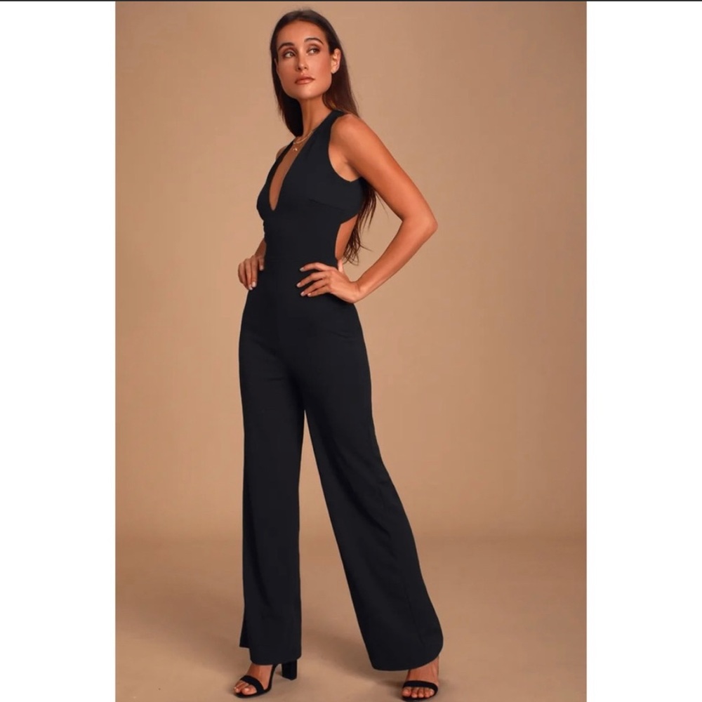 Lulus Thinking Out Loud Black Backless Jumpsuit